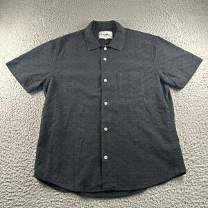 Corridor NY Shirt Mens M Black Floral Eyelet Short Sleeve Button Up